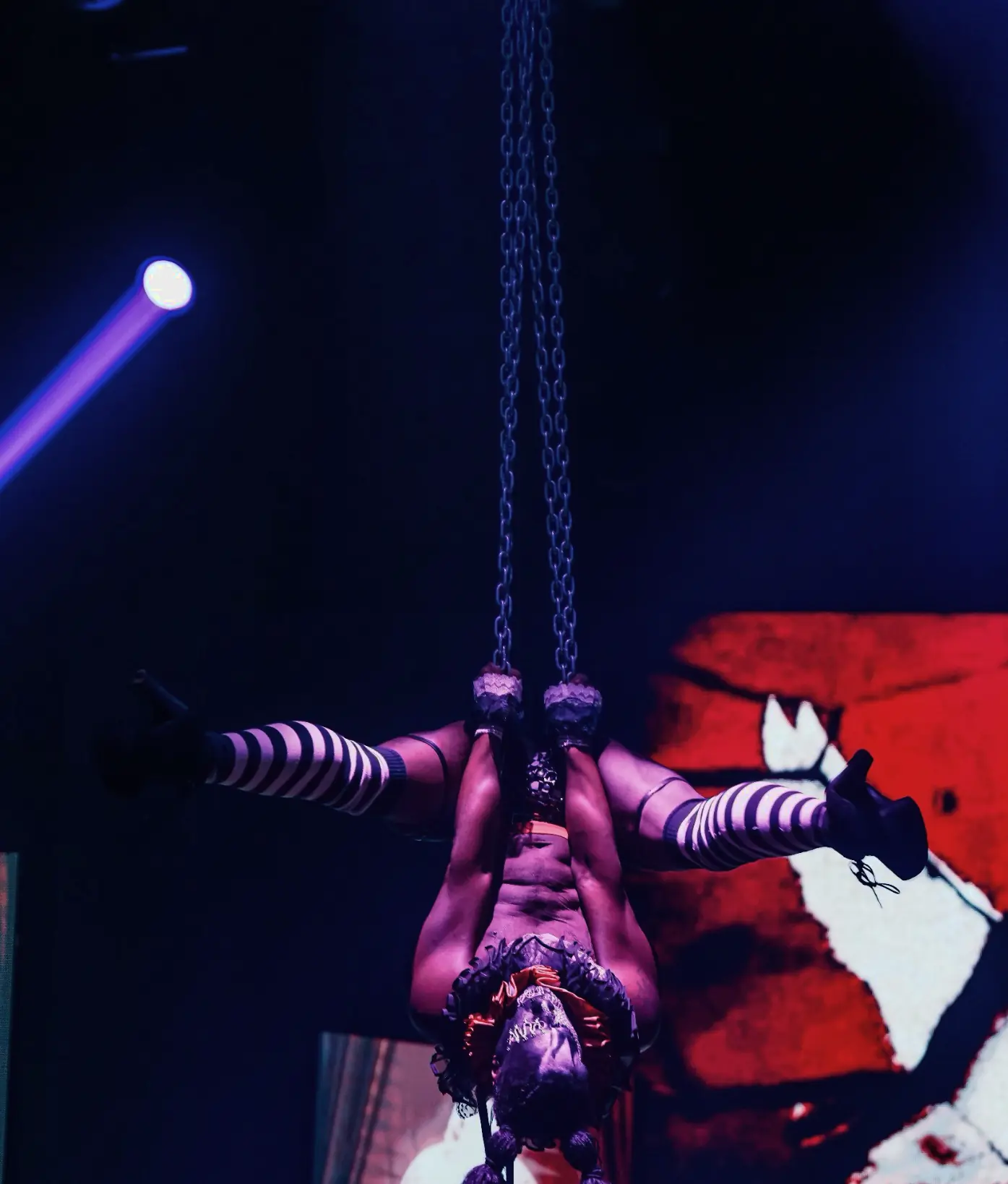Aerial performance during a previous Haunted Festival event in New York City
